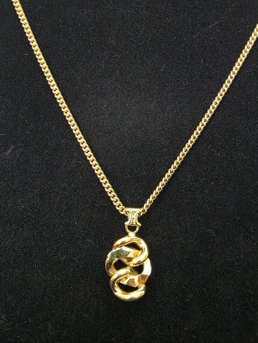 Auth Celine Triomphe Swirling Gold Chain Necklace